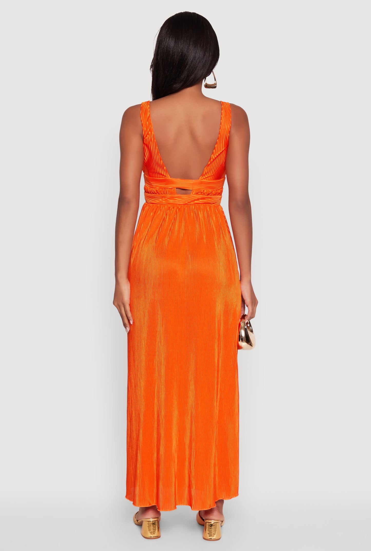 Elegant Sleeveless Plisse Empire Waist Dress