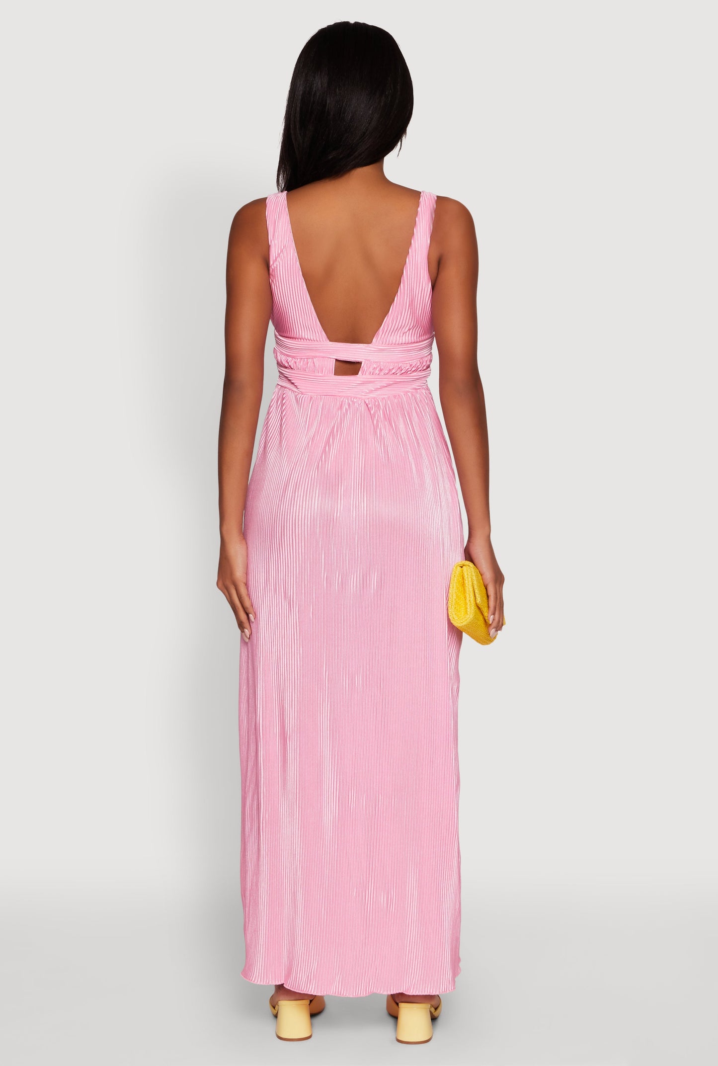 Elegant Sleeveless Plisse Empire Waist Dress
