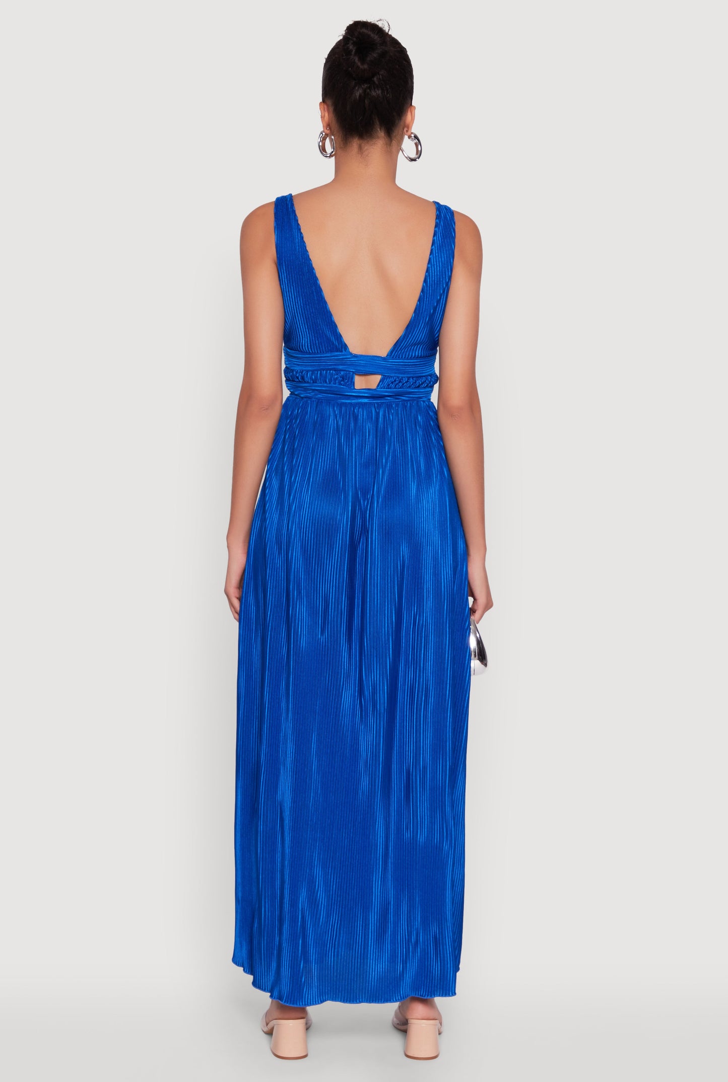 Elegant Sleeveless Plisse Empire Waist Dress