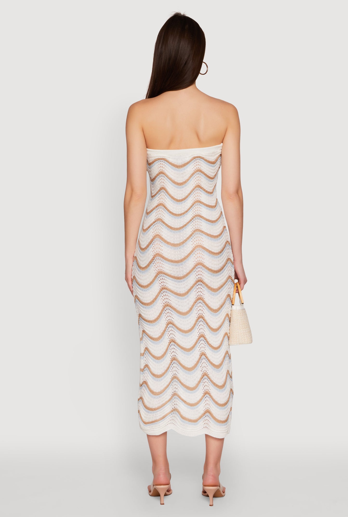 Madden Girl Pointelle Knit Strapless Tube Dress with Side Slit