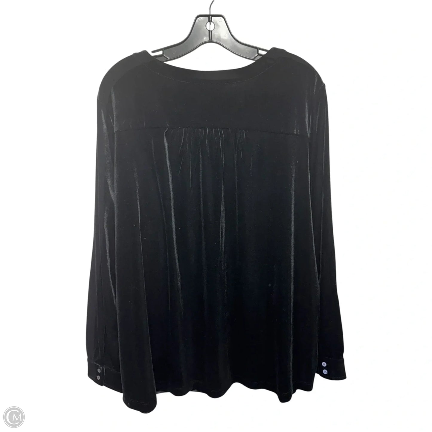 Velvet Top Long Sleeve By Lands End In Black, Size: 2x