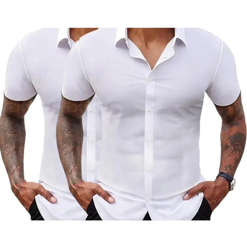 Men's Slim Fit Stretch Dress Shirts 2-Pack