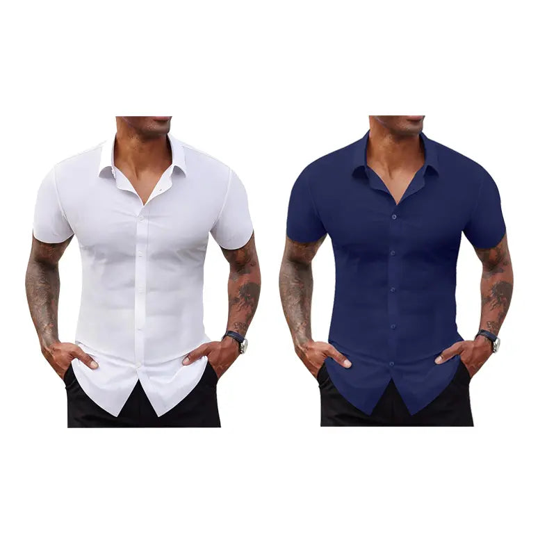 Men's Slim Fit Stretch Dress Shirts 2-Pack