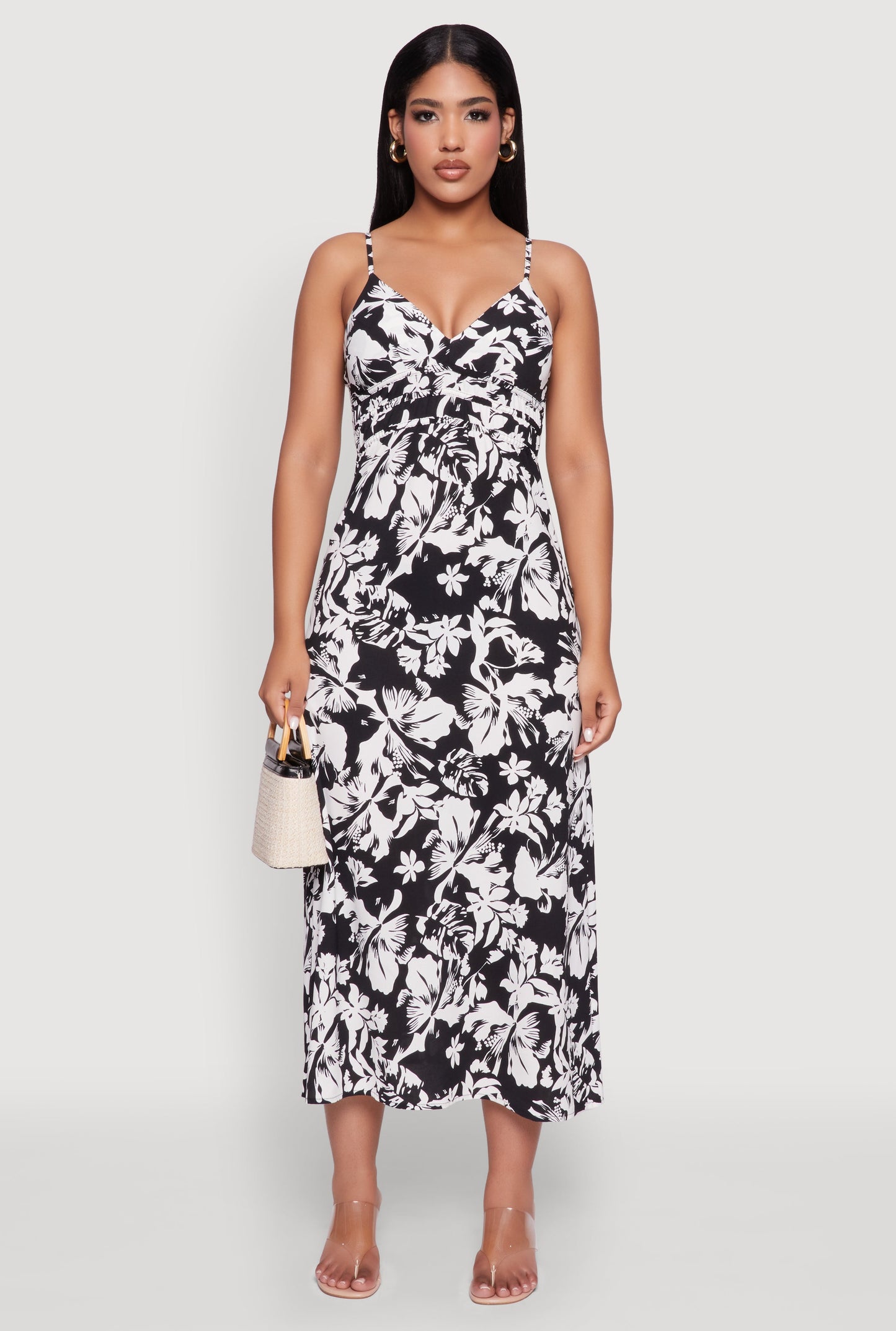 Sleeveless Empire Waist Dress with V Neck