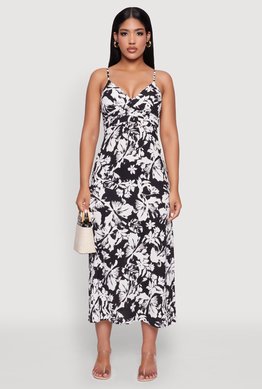Sleeveless Empire Waist Dress with V Neck
