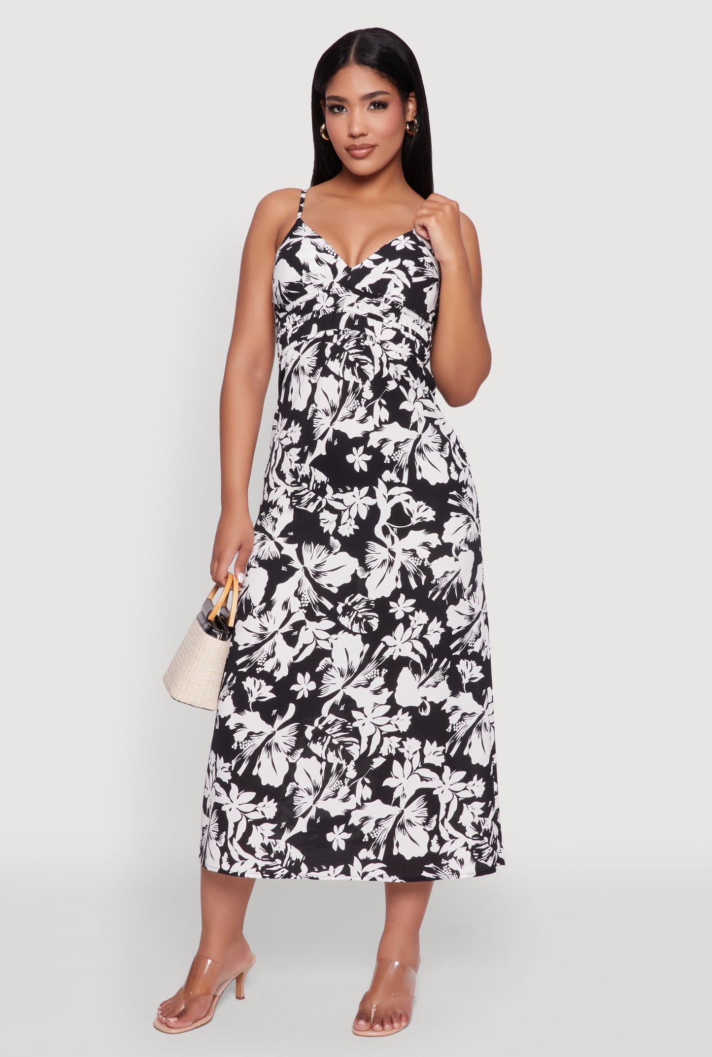 Sleeveless Empire Waist Dress with V Neck
