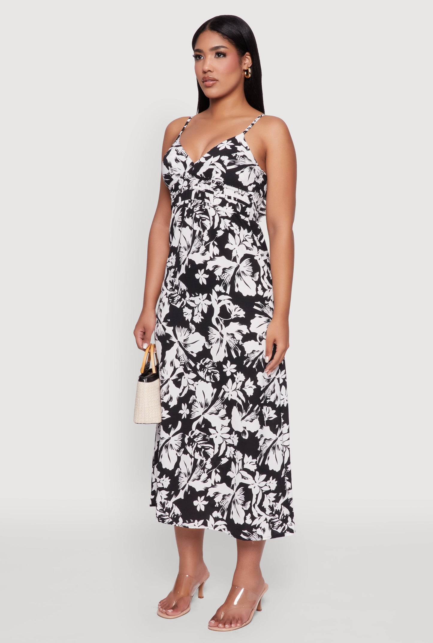 Sleeveless Empire Waist Dress with V Neck