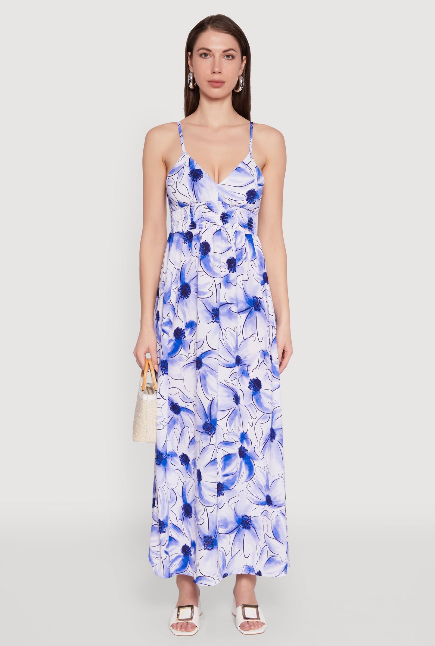 Watercolor Floral Sleeveless Empire Waist Dress