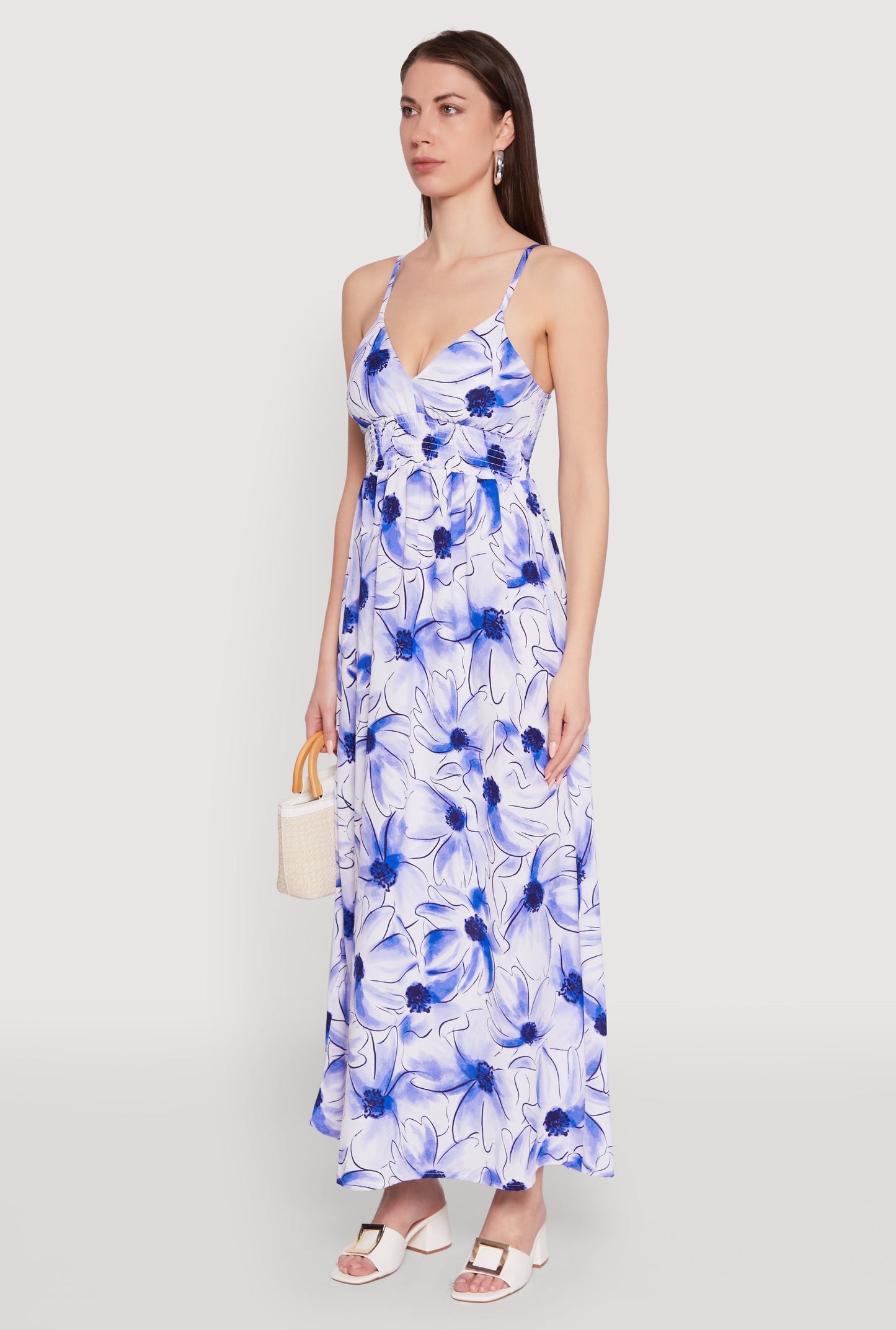 Watercolor Floral Sleeveless Empire Waist Dress