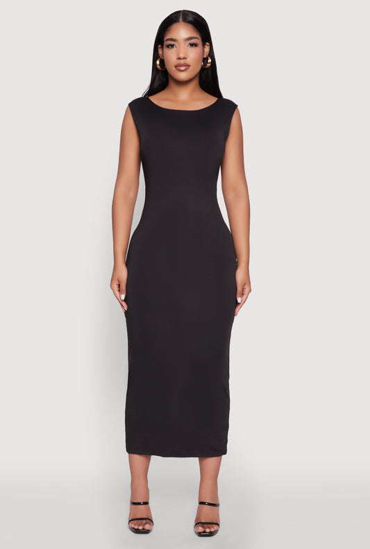 Scoop Neck Open Back Maxi Dress