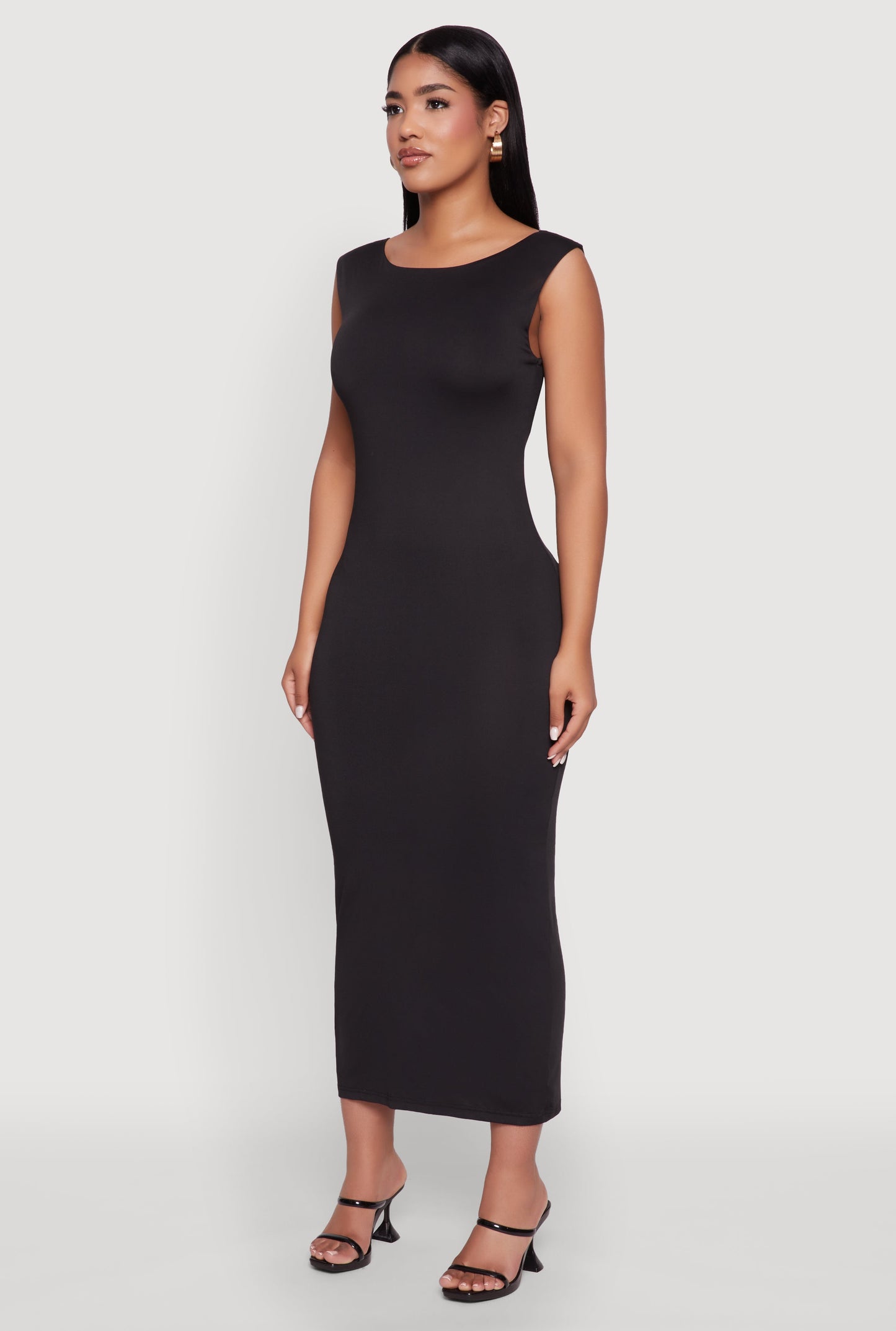 Scoop Neck Open Back Maxi Dress
