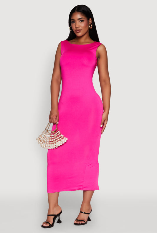 Scoop Neck Open Back Maxi Dress