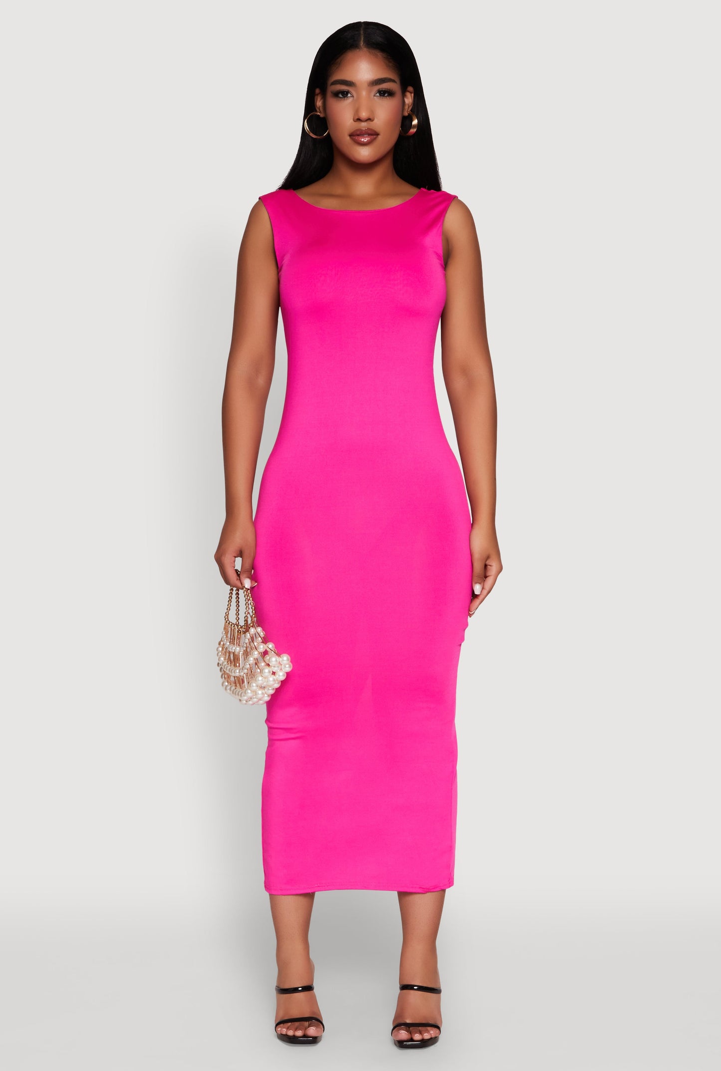 Scoop Neck Open Back Maxi Dress