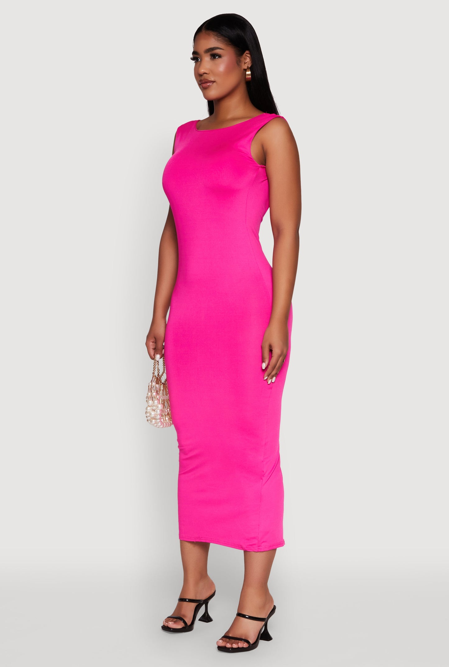 Scoop Neck Open Back Maxi Dress
