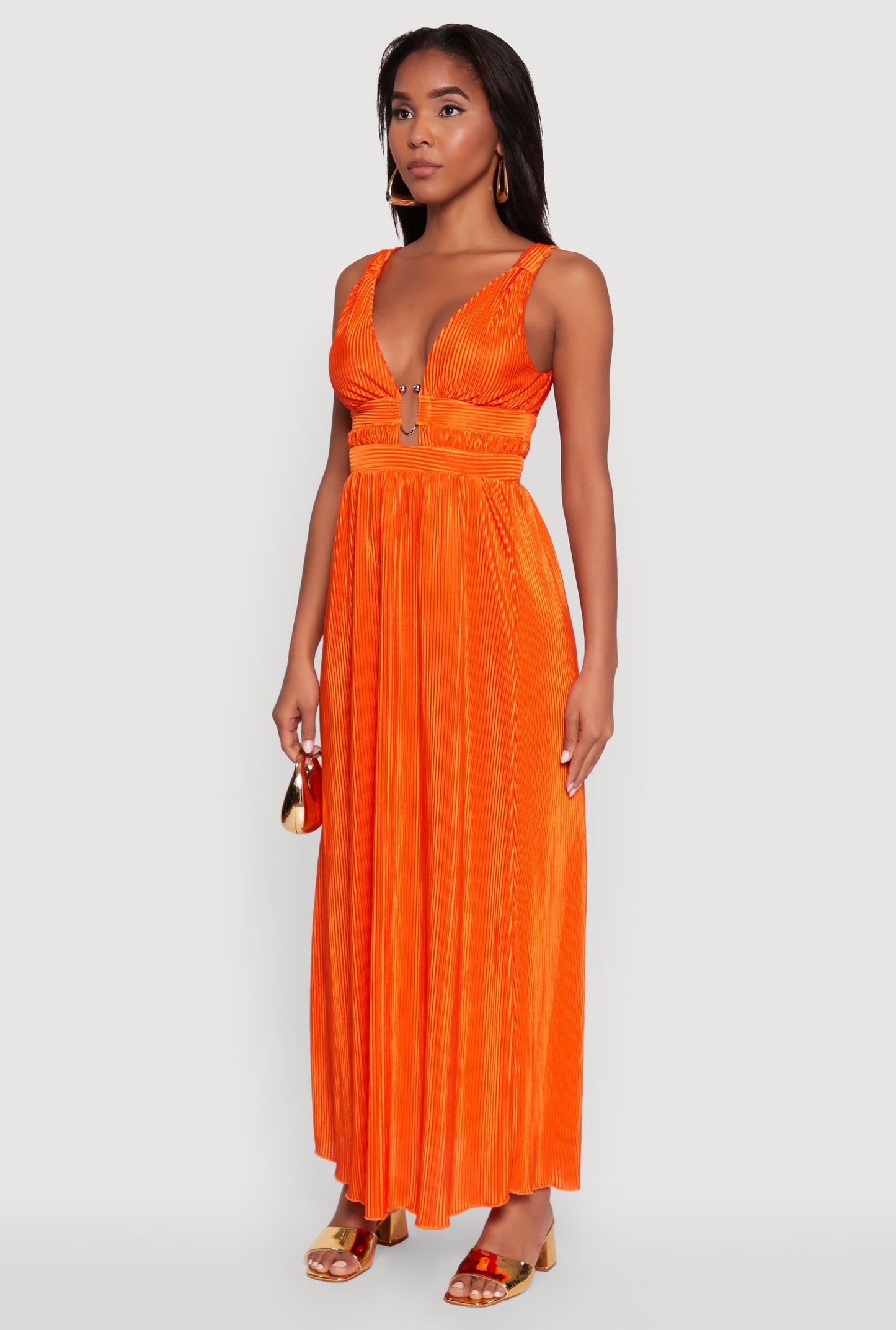 Elegant Sleeveless Plisse Empire Waist Dress