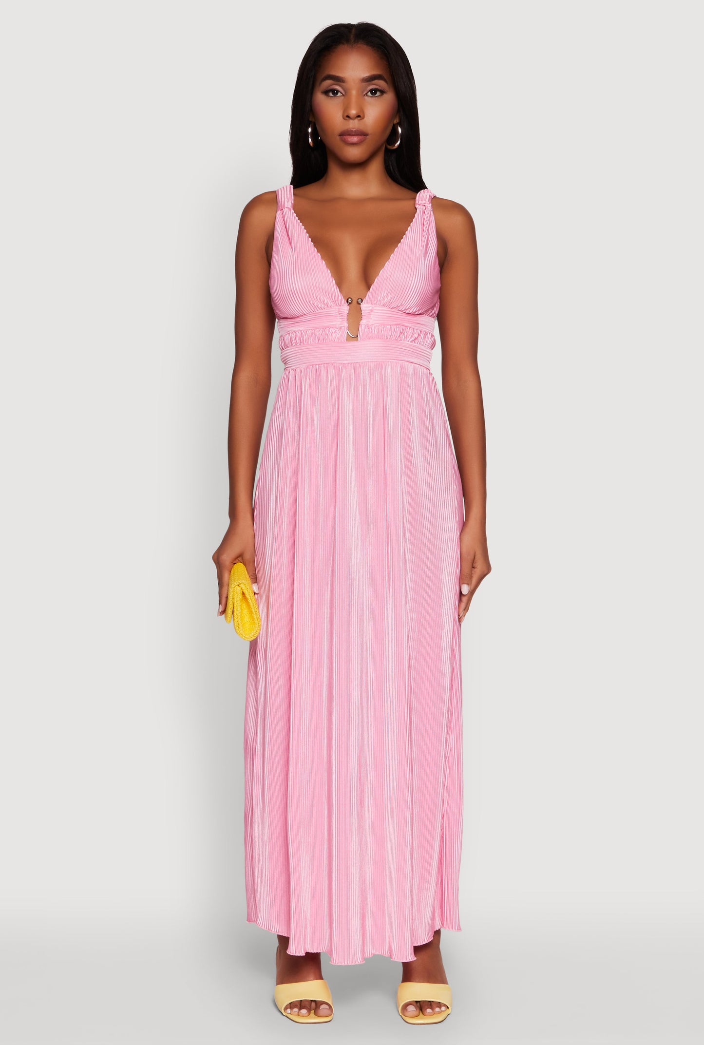 Elegant Sleeveless Plisse Empire Waist Dress
