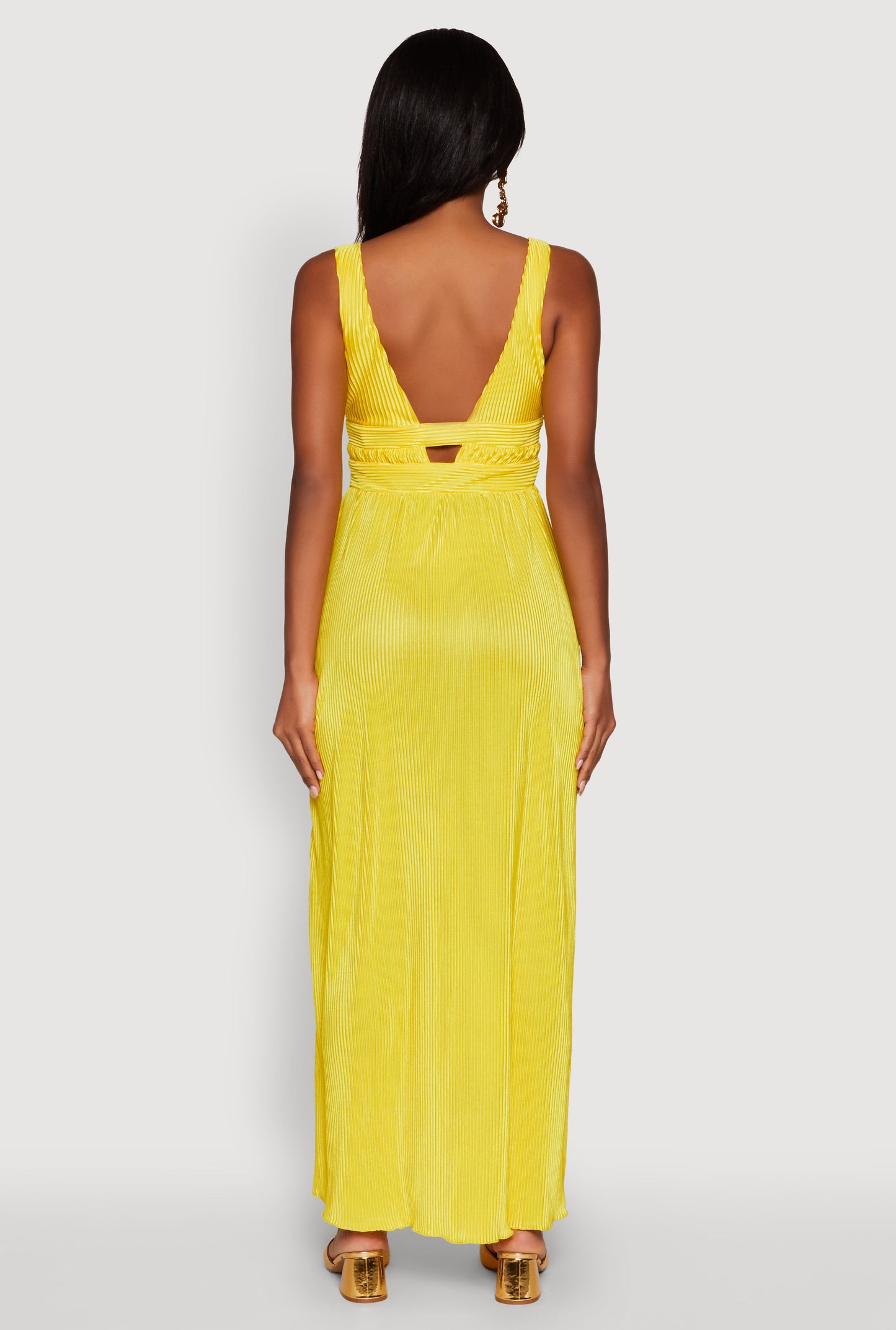 Elegant Sleeveless Plisse Empire Waist Dress