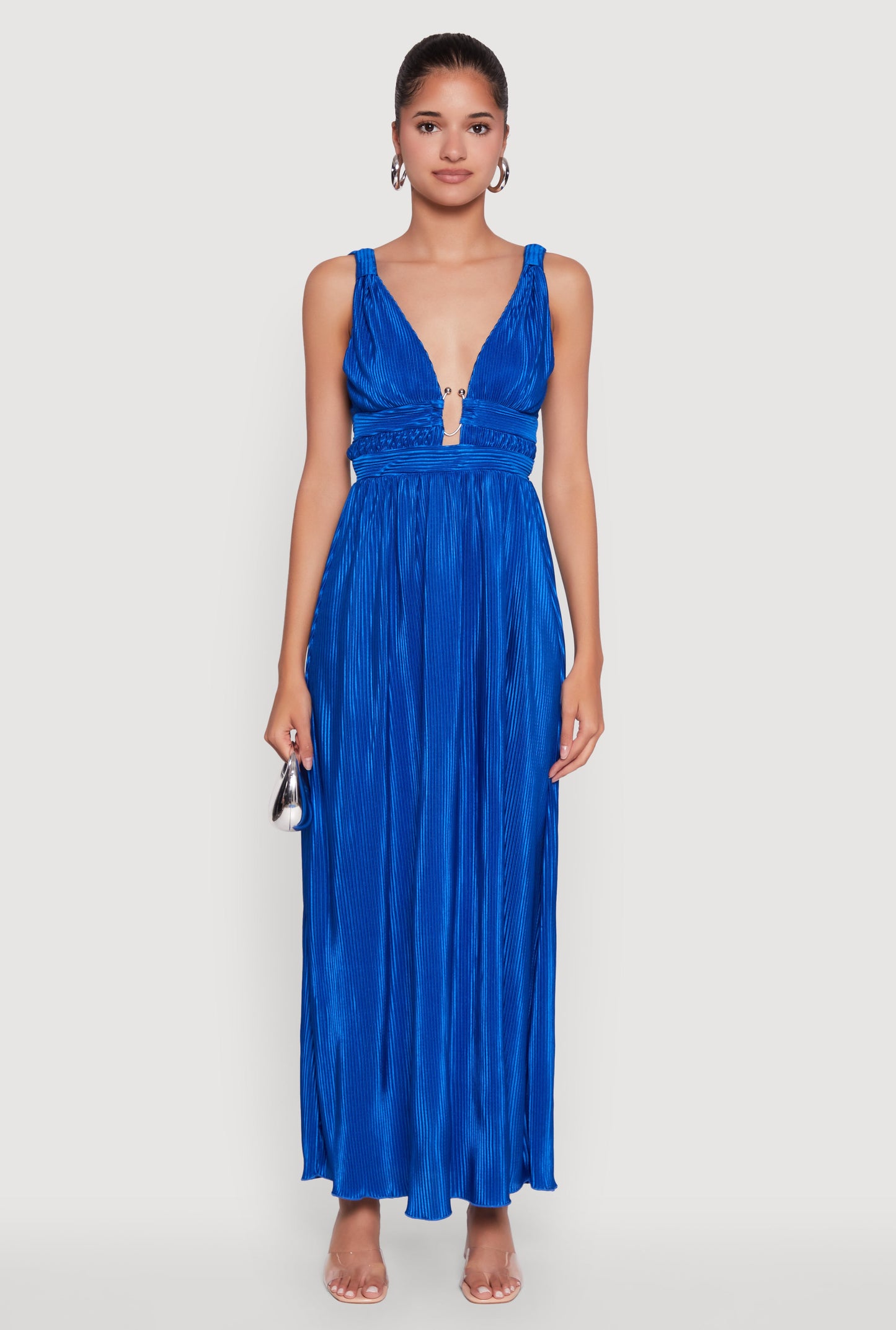 Elegant Sleeveless Plisse Empire Waist Dress