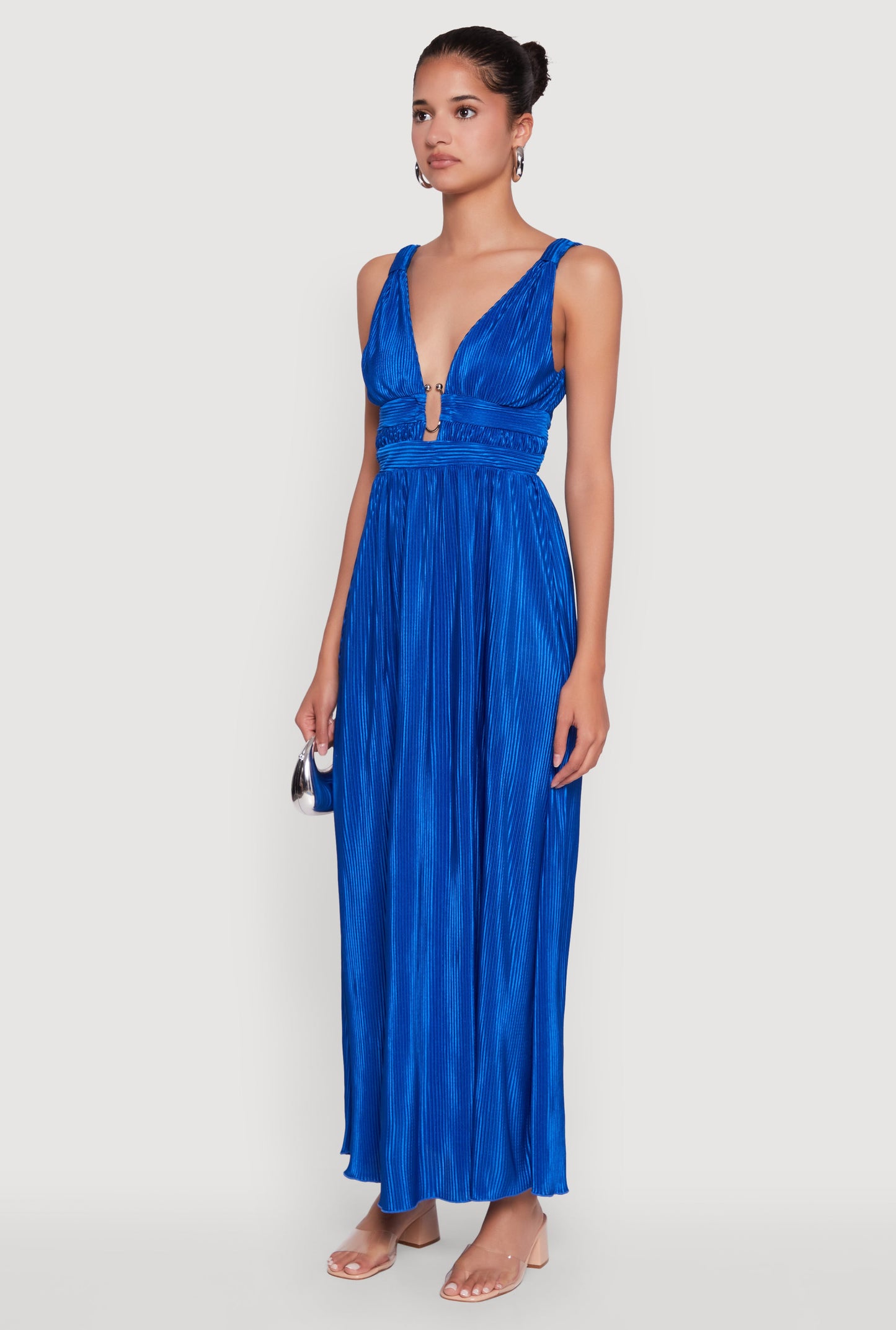 Elegant Sleeveless Plisse Empire Waist Dress