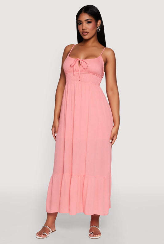 Tie Front Keyhole Maxi Dress