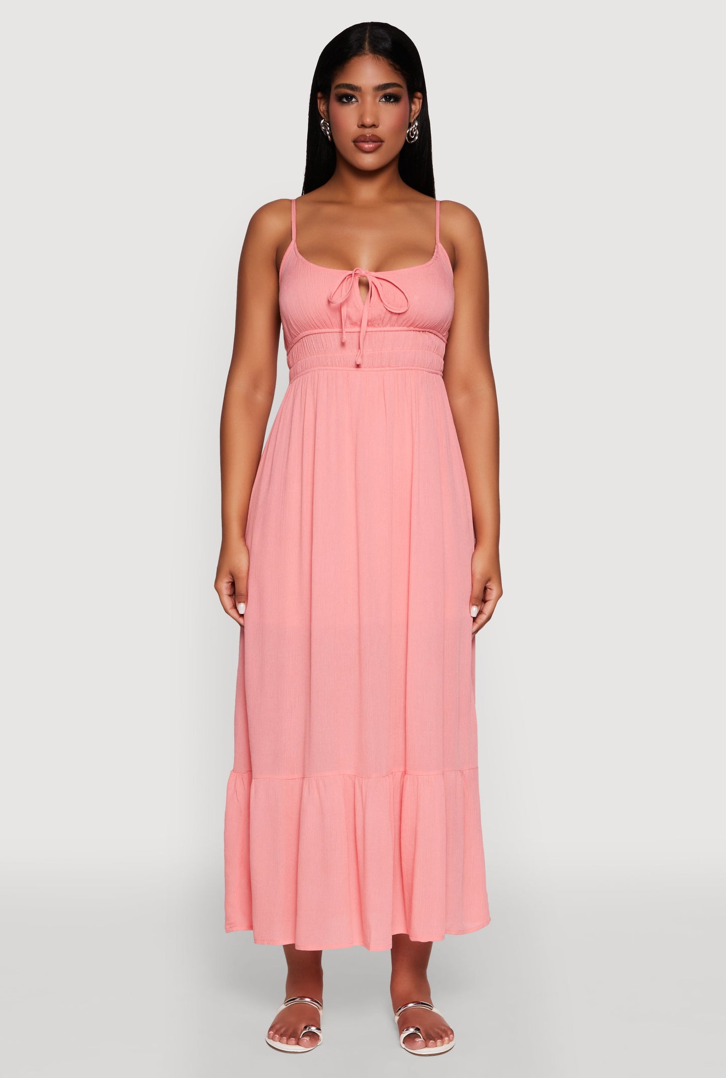 Tie Front Keyhole Maxi Dress