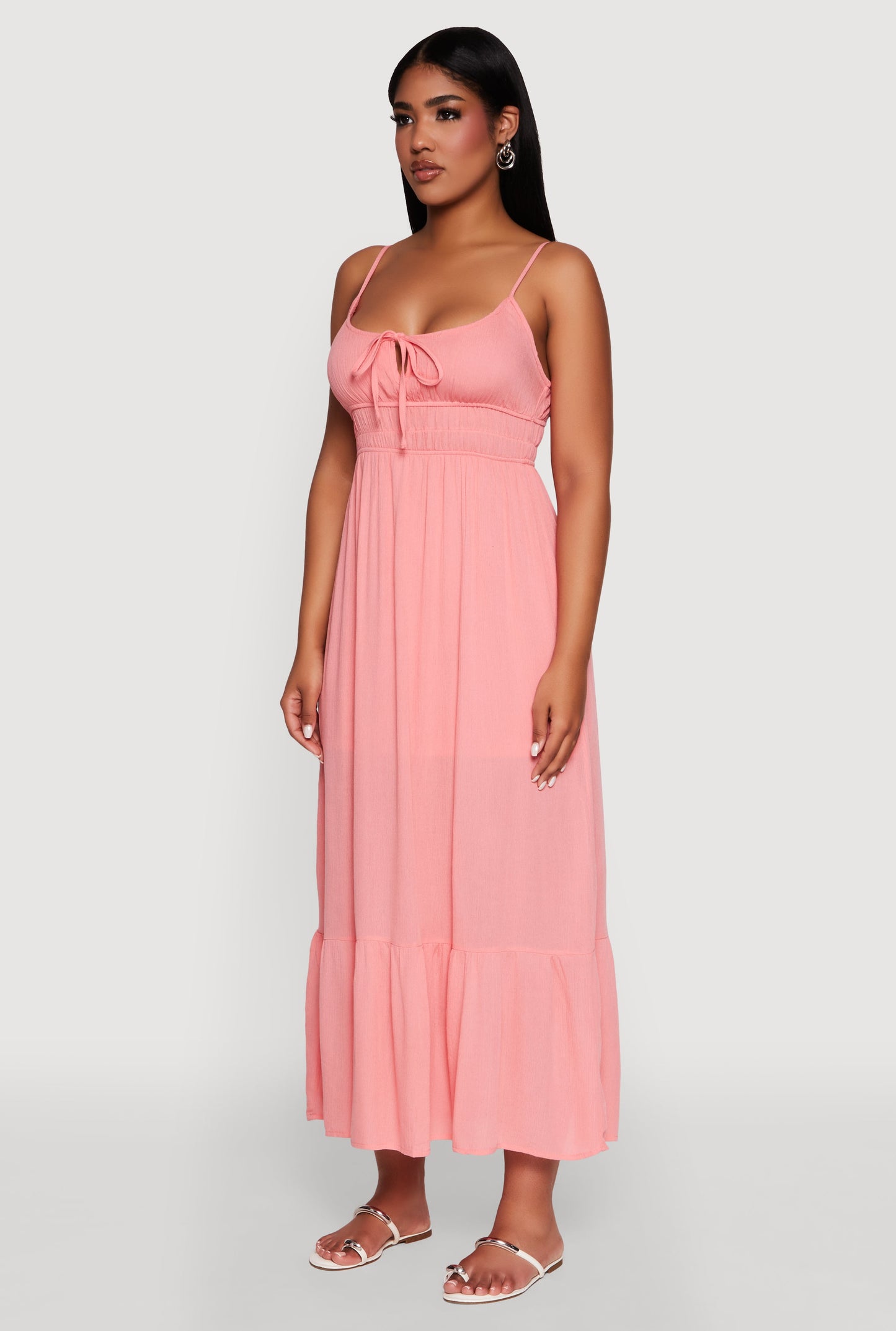 Tie Front Keyhole Maxi Dress
