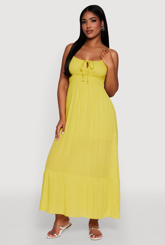 Tie Front Keyhole Maxi Dress