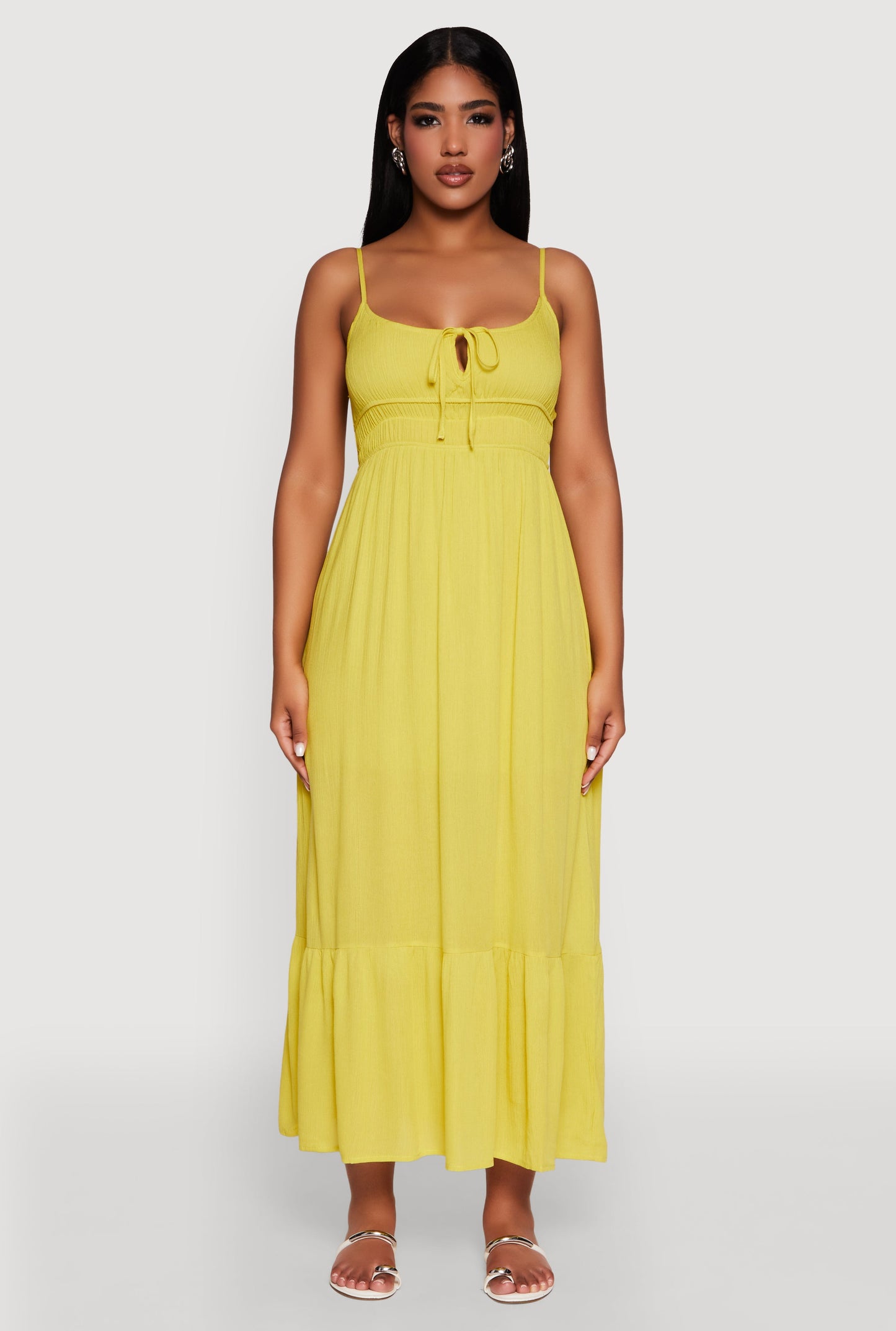 Tie Front Keyhole Maxi Dress