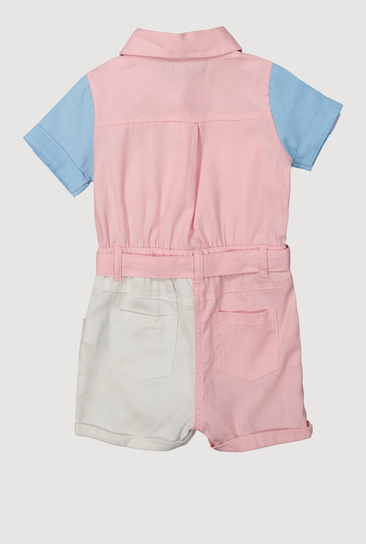Baby Girls 12-24M Color Block Tie Waist Utility Romper