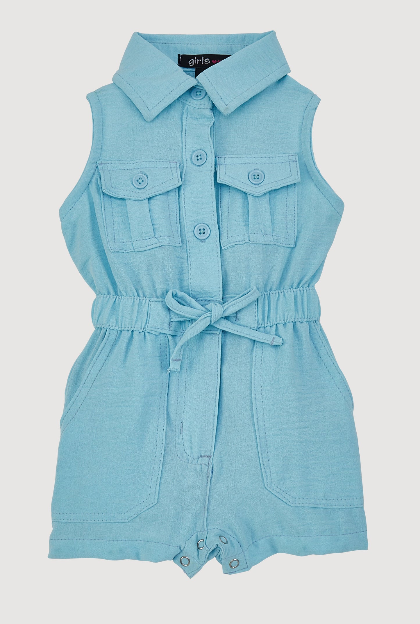 Baby Girls 0-9M Sleeveless Romper with Cargo Pockets