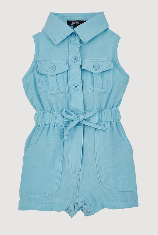 Baby Girls 0-9M Sleeveless Romper with Cargo Pockets