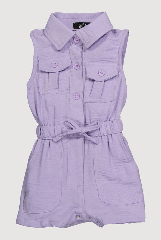 Baby Girls 0-9M Sleeveless Romper with Cargo Pockets