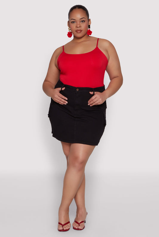 Plus Size Daisy Denim Cargo Skirt