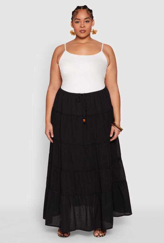 Plus Size Almost Famous Tiered Maxi Skirt