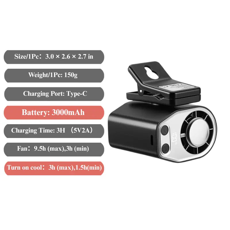 Car Clip-On Fan with LED Display