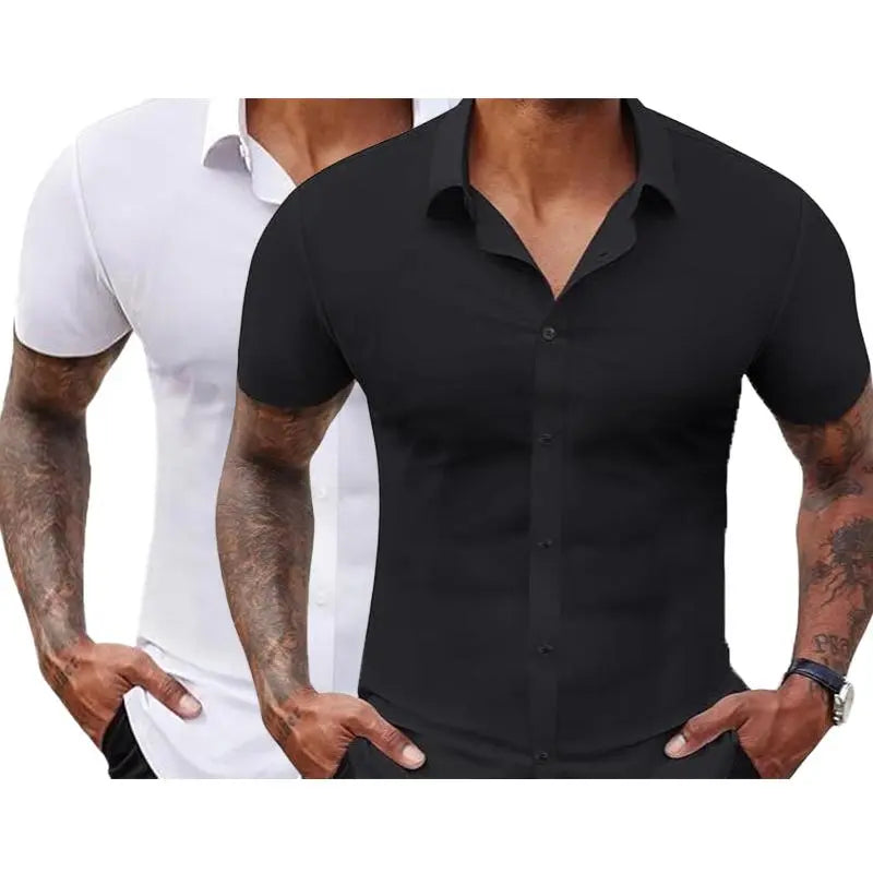 Men's Slim Fit Stretch Dress Shirts 2-Pack
