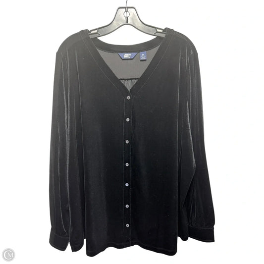 Velvet Top Long Sleeve By Lands End In Black, Size: 2x