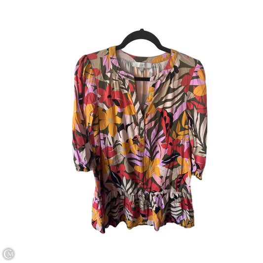Dress Casual Short By Loft In Green & Pink, Size: S