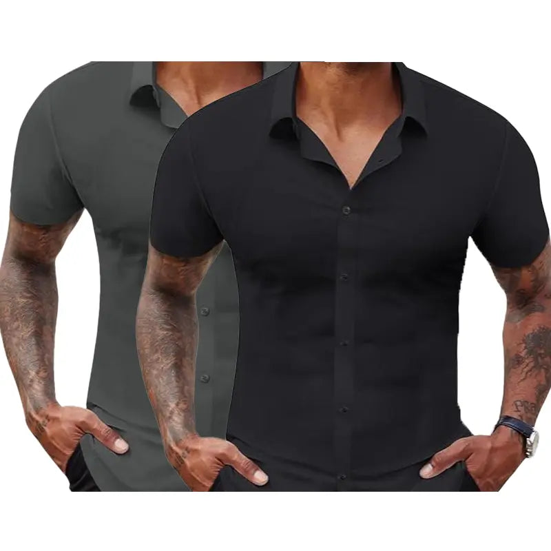 Men's Slim Fit Stretch Dress Shirts 2-Pack