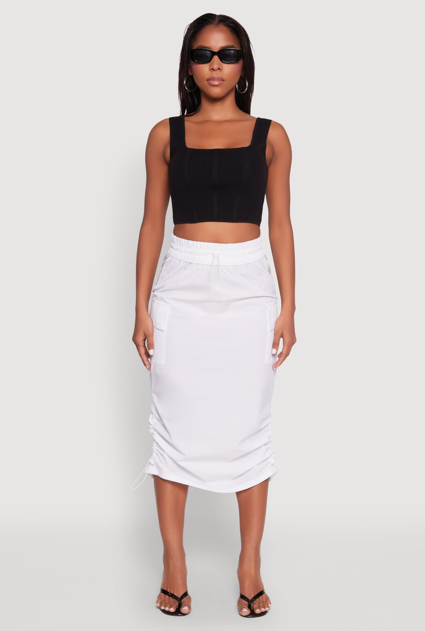 Toggle Drawstring Nylon Cargo Skirt