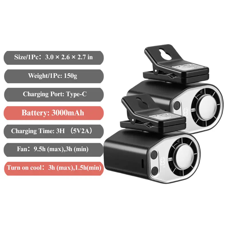 Car Clip-On Fan with LED Display