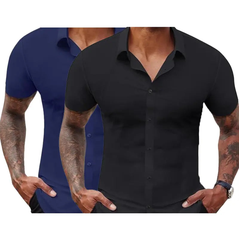Men's Slim Fit Stretch Dress Shirts 2-Pack