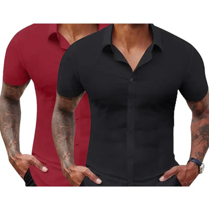 Men's Slim Fit Stretch Dress Shirts 2-Pack