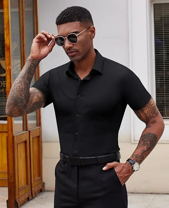 Men's Slim Fit Stretch Dress Shirts 2-Pack