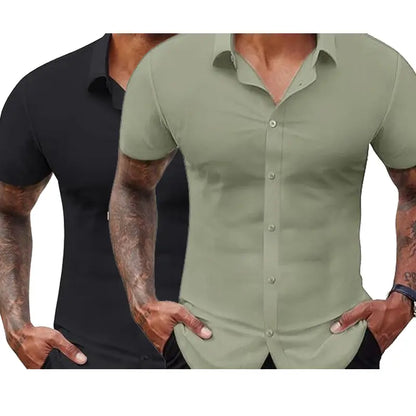 Men's Slim Fit Stretch Dress Shirts 2-Pack