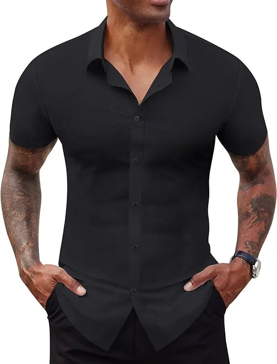 Men's Slim Fit Stretch Dress Shirts 2-Pack