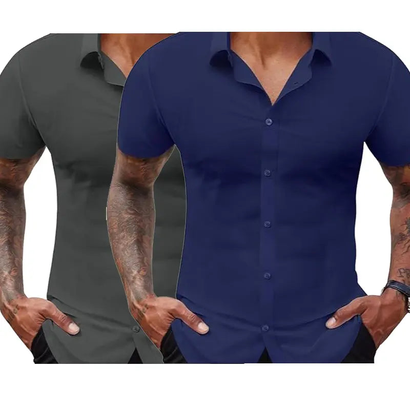 Men's Slim Fit Stretch Dress Shirts 2-Pack