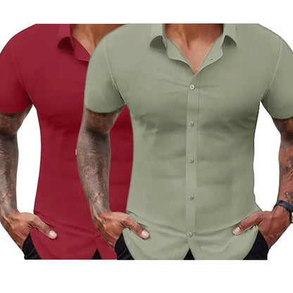 Men's Slim Fit Stretch Dress Shirts 2-Pack
