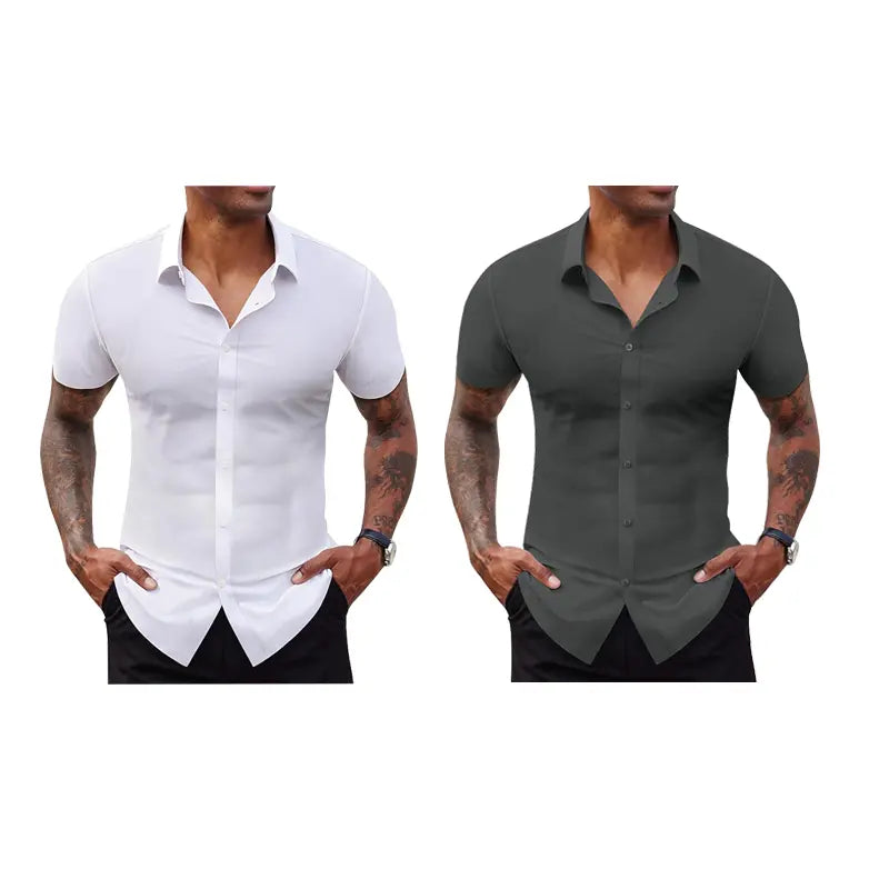 Men's Slim Fit Stretch Dress Shirts 2-Pack