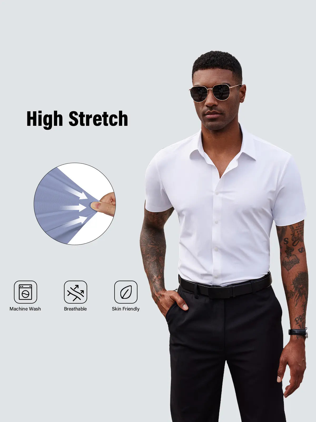 Men's Slim Fit Stretch Dress Shirts 2-Pack